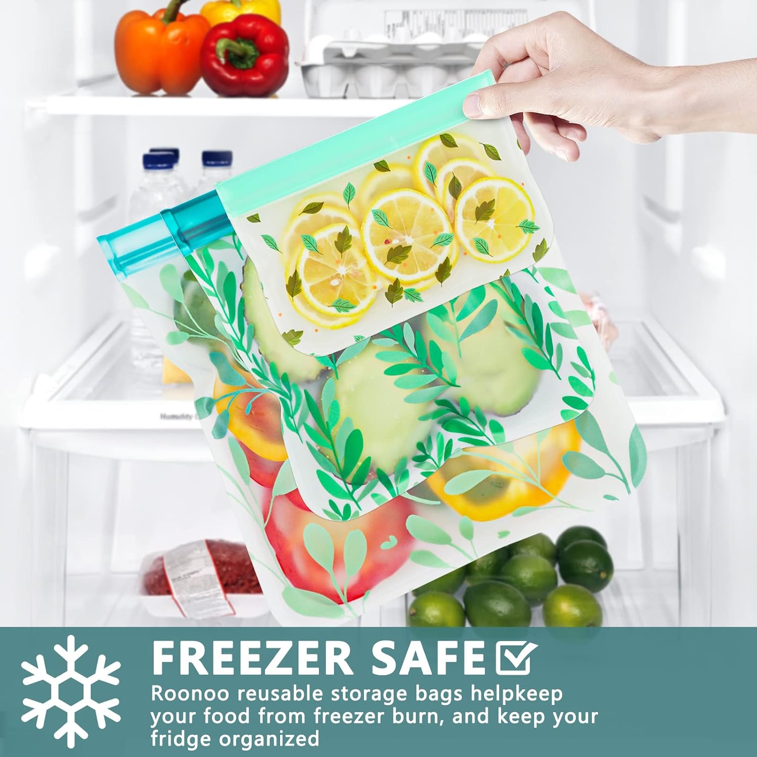 Dishwasher Safe Reusable Food Storage Bags, Leakproof Reusable Freezer Bags, Food Bags -Pack of 10 Dishwasher Safe Reusable Food Storage Bags, Leakproof Reusable Freezer Bags, Food Bags -Pack of 10